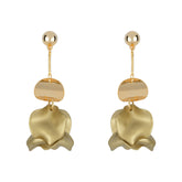 Gold leather women's suspended-metallic with distinctive petal-link metal line